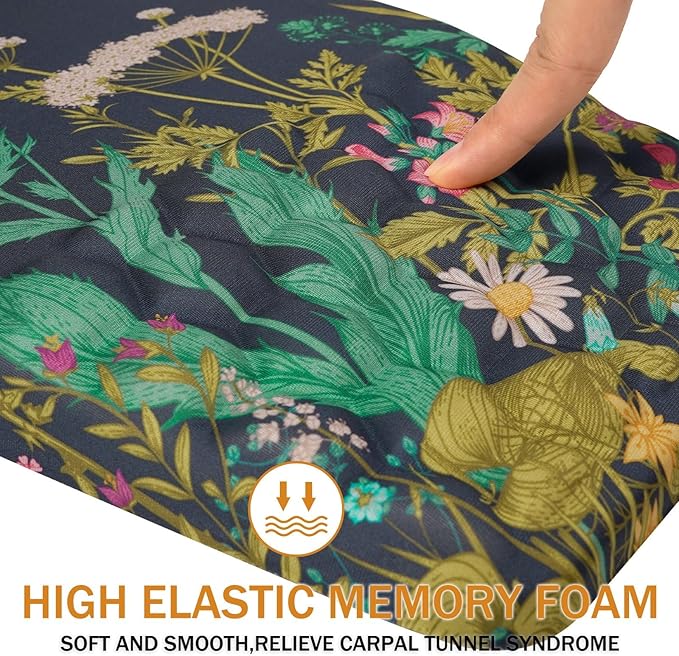 BOCHEERY Ergonomic Mouse Pad Wrist Support,Upgrade Mousepad with Massage Design,Non-Slip PU Base Desktop Mouse Pads for Pain Relief, Computer, Office & Home,12 x 8 in（F-Midnight Floral）