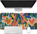 EOBKLAX Colorful Tropical Floral Large Gaming Mouse Pad,Waterproof Desk Mat for Desktop,Non-Slip Rubber Base Mousepad with Stitched Edges for Laptop Office and Home 35.4X15.7 Inch