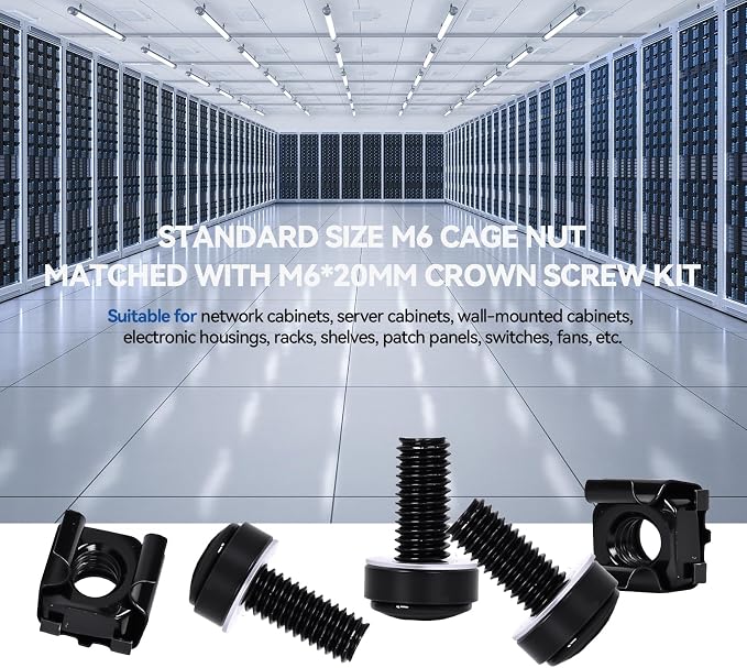 60-Pack M6 x 20mm Rack Mount Screws and Cage Nuts - Image 5