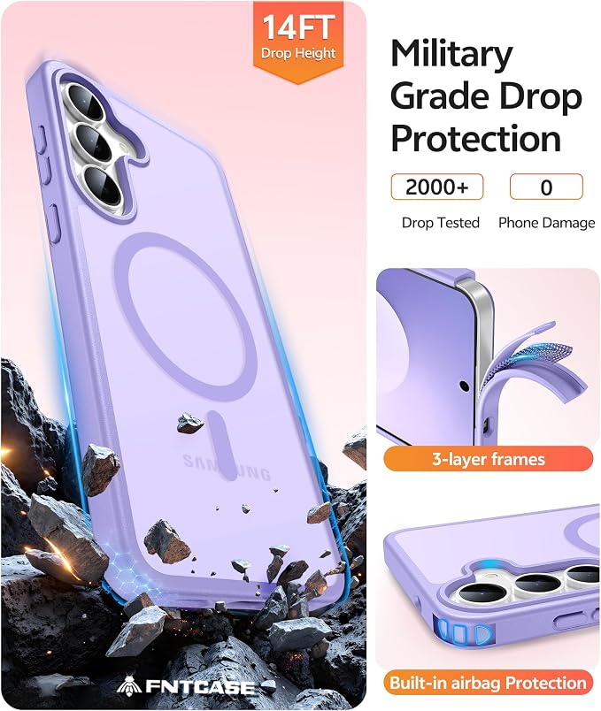 FNTCASE for Samsung Galaxy S25 FE Case: Magnetic Translucent Matte Military - Image 5