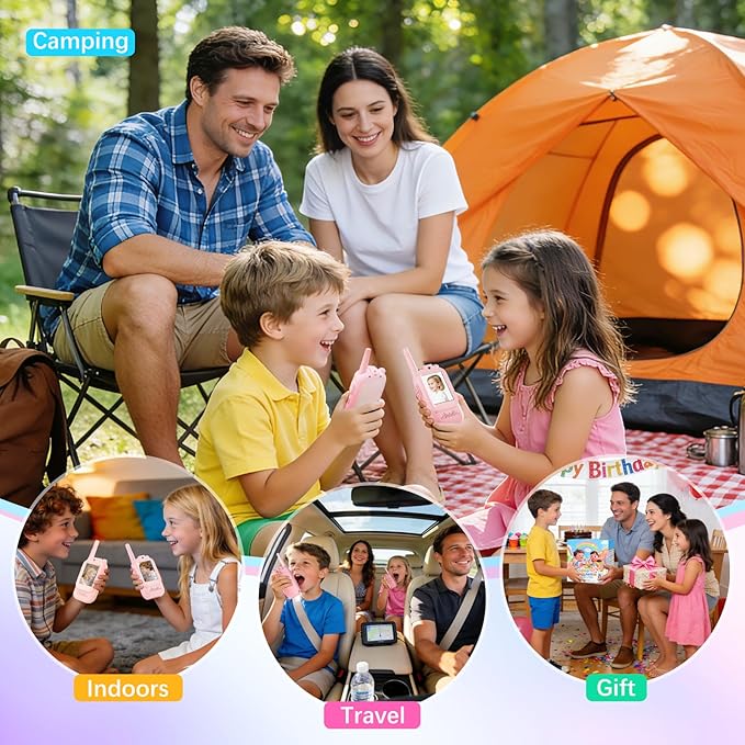 Video Walkie Talkies for Kids Toys, for Grandkids, 2 Pack HD Kids Walkie Talkies Long Range Toddler Camera Games, Parent-Child Interaction Girl Outdoor Toys