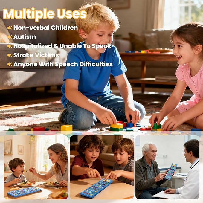 AAC Device for Autism, Non Verbal Communication Tools for Speech Therapy & Stroke Rehab, 24 Pre-Installed & 6 Programmable Buttons, Adjustable Volume, Sensory Autism Toys for Kids and Adults