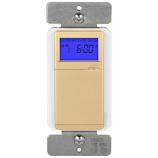 TOPGREENER Digital Astronomic Timer Switch, 7-Day Programmable Sunrise Sunset, Single Pole or 3-Way, Neutral Wire Required, 120VAC, UL Listed, TGT01-H-GD, Gold