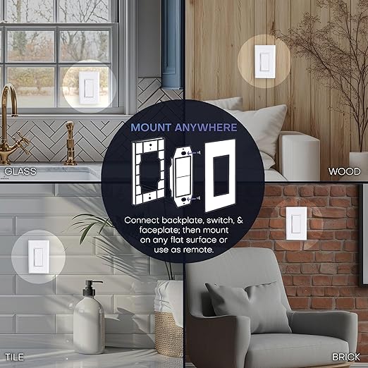RunLessWire 4-Way Battery-Free DIY Wireless Light Switch Kit 150ft RF Range Self-Powered by Kinetic Energy for Hallways & Stairways: 3 Remote Switches Control 1 5A On/Off Receiver – Brown