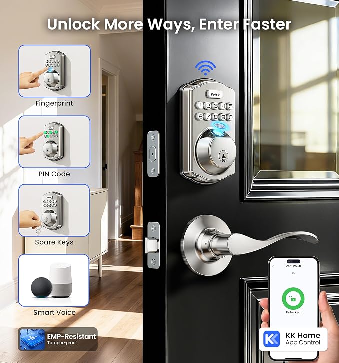 Veise VE012W-B Wi-Fi Fingerprint Smart Lock - Image 3