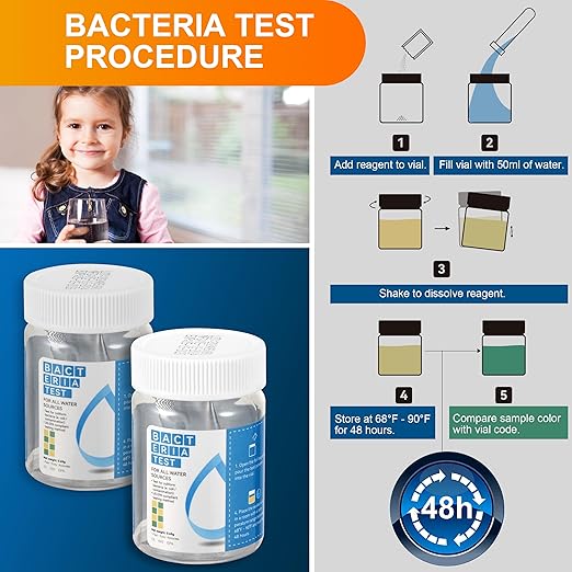 AAwipes Drinking Water Test Strips 17-in-1 100 Strips + 2 Bacteria Tester Kits, Lab-Validated Complete Water Testing for Home, Well, Tap Water, City Water, Flood Water Testing Strips (K03-100)