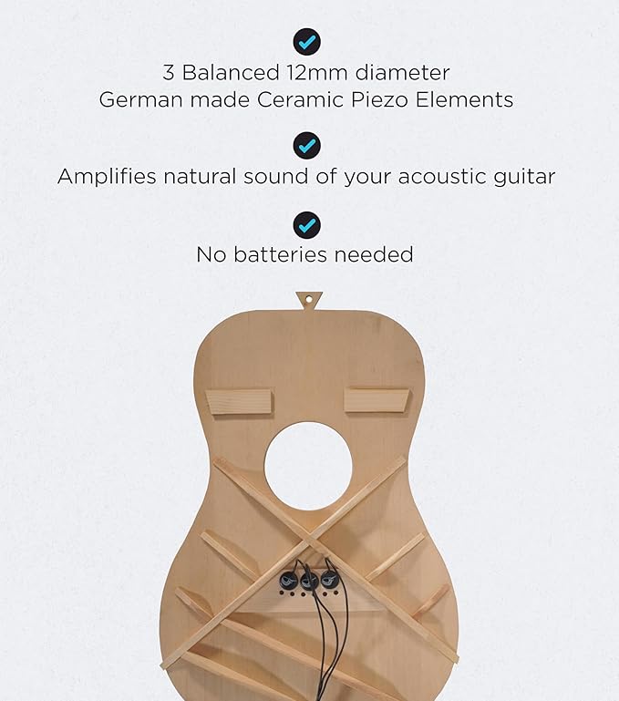 Journey Instruments Passive Piezo Acoustic Pickup – EP201KM Three Balanced German-made Passive Pickup Elements – Piezo Pickup for Acoustic Guitars (Ceramic)