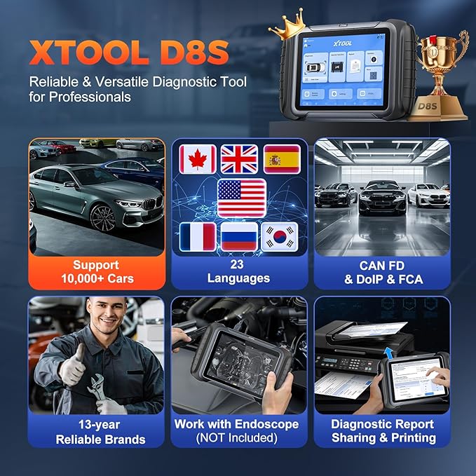 XTOOL D8S Bidirectional OBD2 Scanner with Topology Mapping: 2026 Upgrade of XTOOL D8, Scan Tool with 42+ Resets, Full System Automotive Scanner Diagnostic Tool, PMI for Ford, FCA AutoAuth, CANFD/DoIP