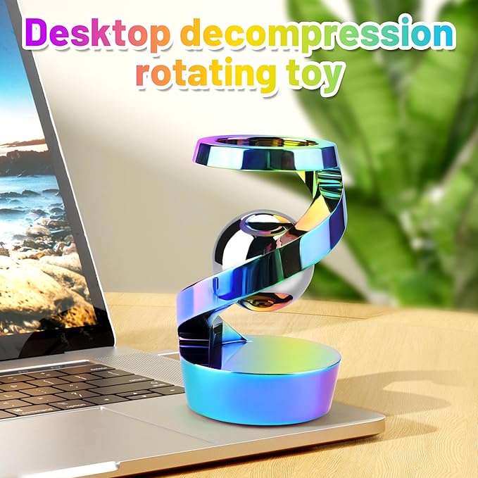 Kinetic Desk Toys, Kinetic Spinning Desk Toys for Office for Adults, Desk Fidgets for Adults, Kinetic Spinning Fidget Toy (Rainbow)