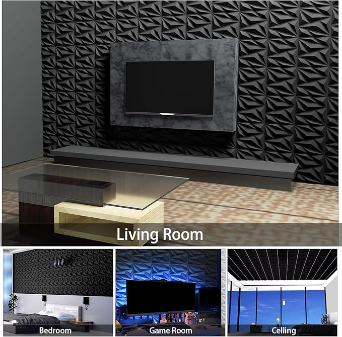 20 Pack 3D Textured Wall Panels – 12x12'' PVC Wall Coverings – Easy Install, Waterproof – Modern Accent Wall Decor for Living Room, Bedroom, Game Room – Covers 20 Sq.Ft.