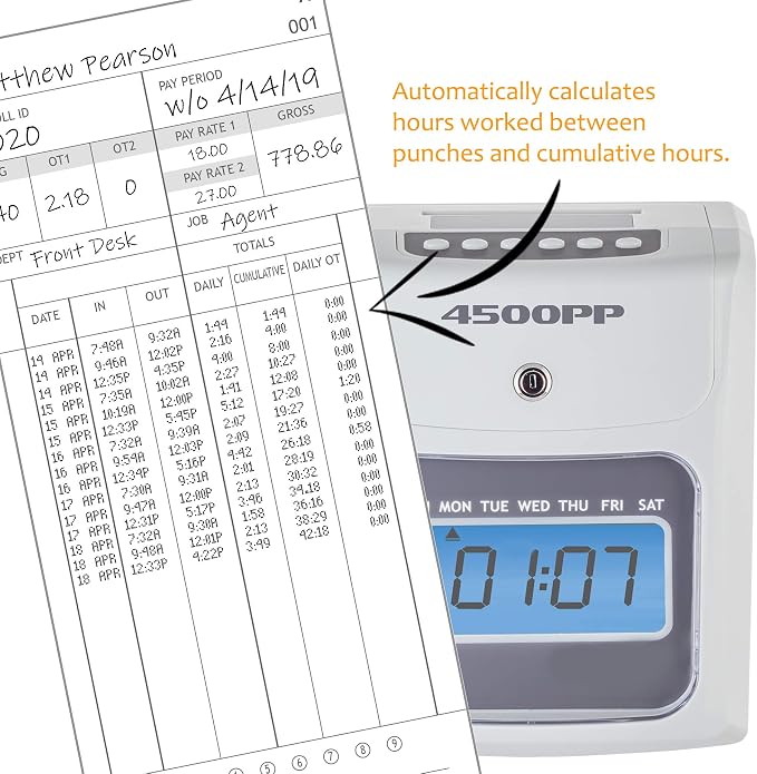 Nile Products - 4500PP Electronic Calculating Time Clock, Small Business Bundle - Image 3
