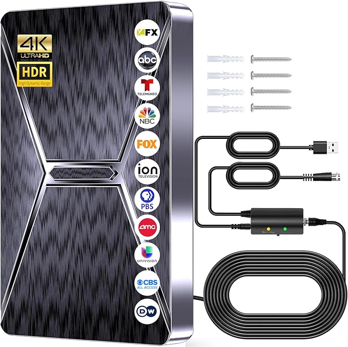 2026 Upgraded Indoor TV Antenna, 3600+ Miles Range HD Digital Antenna for Smart TV, Strongest with Amplified Signal Booster Supports 4K 8K 1080p All TVs- 38FT Coaxial Cable for Local Channels