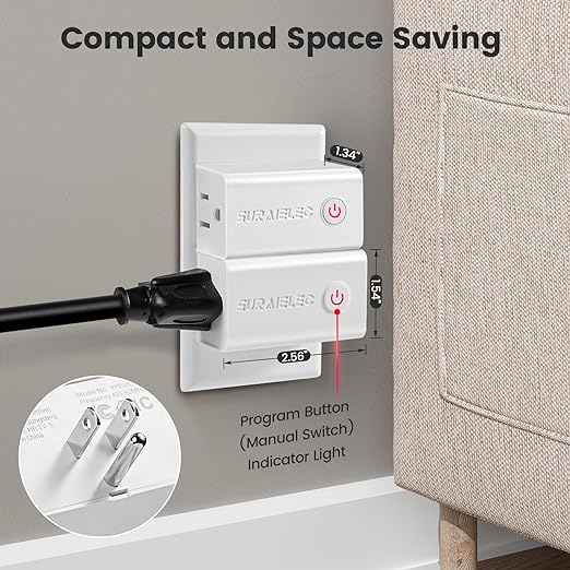 SURAIELEC 3 Way Wireless Light Switch, Remote Control Outlet, Decorator Rocker Wall Switch, 15 AMP, 100ft RF Range, No Wiring No WiFi, for Plug in Pendant Light, Lamp, Small Electrical Appliance