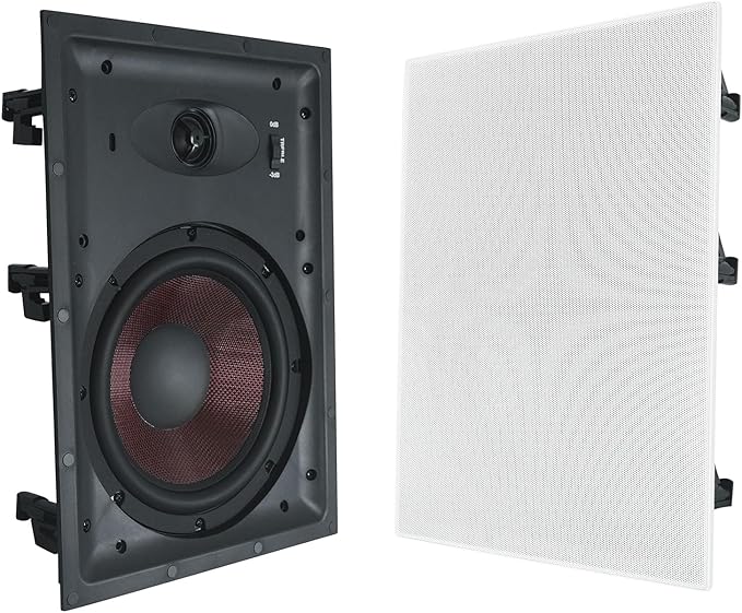 Rockville Pair WA858 320W in-Wall Speakers, 8" Kevlar Woofer, Silk Dome Tweeter, Magnetic Grilles, 2-Position Tweeter Control, 8-Ohm, for Home Theater & Whole-House Audio
