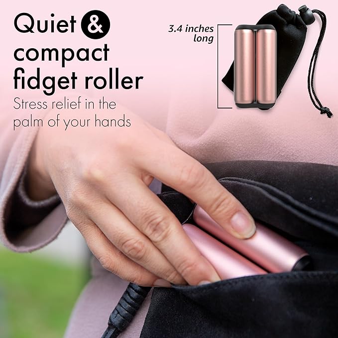 ONO Roller - Handheld Fidget Toy for Adults | Help Relieve Stress, Anxiety, Tension | Promotes Focus, Clarity | Compact, Portable Design (Rose Gold, Full Size - Aluminum)
