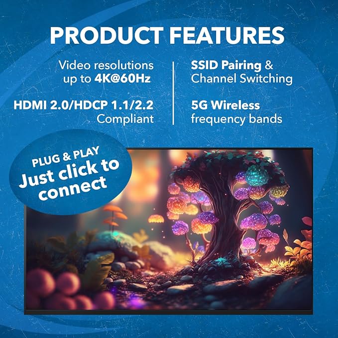 OREI Wireless HDMI Extender Transmitter & Receiver Dongle UtraHD 5.1-5.2 Ghz Up to 4K @ 60Hz - Upto 150 Feet - Perfect for Streaming from Laptop, PC, Cable, Netflix, YouTube, PS4 to HDTV/Projector