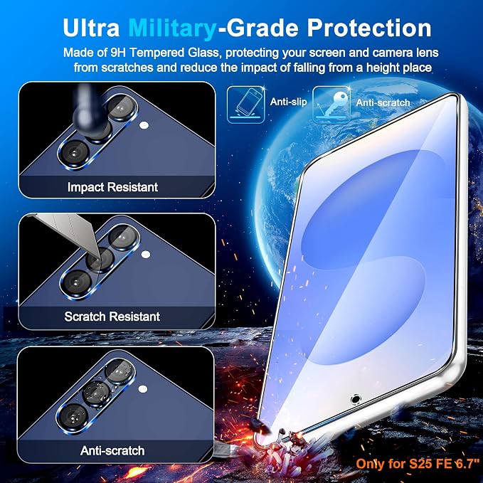 firtstnow 3 Pack for Samsung Galaxy S25 FE Screen Protector Tempered Glass + 3 - Image 5