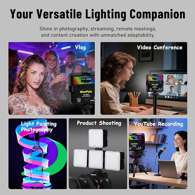 NiceFoto RGB Video Lights, 360° Full Color LED Video Light - Image 5