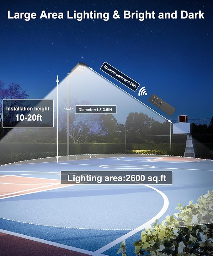 JAYNLT X-8000W Solar Street Lights Outdoor, Ultra-Large 6500K Commercial Parking Lot Lights Dusk to Dawn,IP67 Waterproof Solar Power Flood Security Light for Driveway,Yard