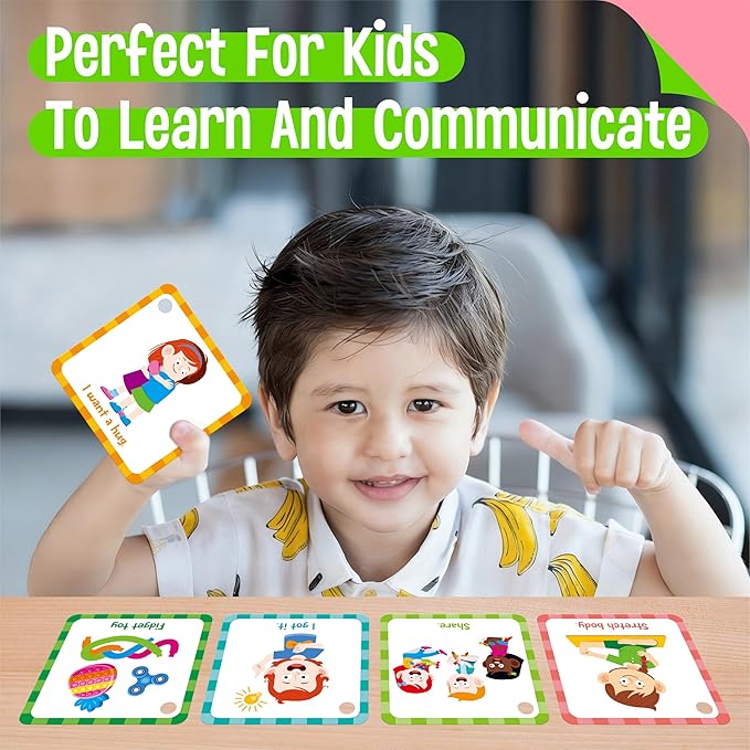 Special Needs Communication Cards, 40 Double-Sided Cards 80 Basic Special Needs for Children and Adults with Autism, Speech Delay Visual Aid Non Verbal Speech Therapy for Toddlers, Kids, Seniors
