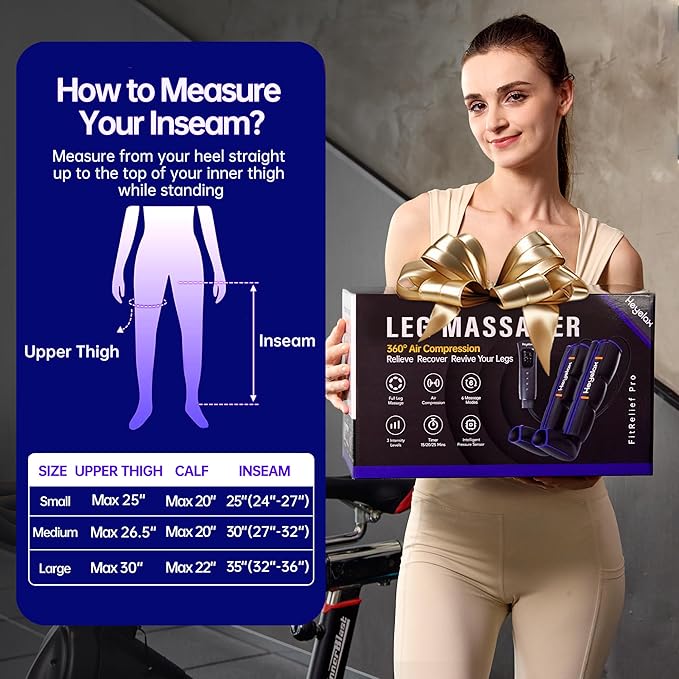 Heyelax Leg Compression Massager for Circulation and Pain Relief FSA, Recovery Boots Sleeve for Fast Therapy, Full Leg Massager as Ideal Gifts for Women Men (Small)