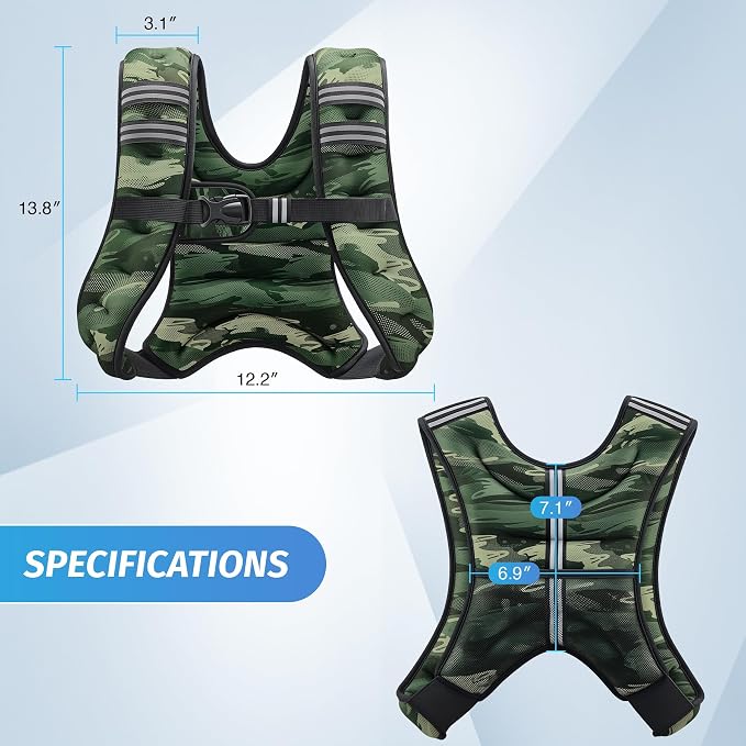 ZELUS Weighted Vest, 6lb/8lb/12lb/16lb/20lb/25lb/30lb Weight Vest - Image 8