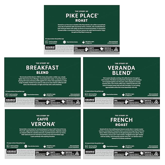 Starbucks K-Cup Coffee Pods, Starbucks Blonde, Medium and Dark Roast Hot or Iced Coffee, Variety Pack, 40 Keurig Pods
