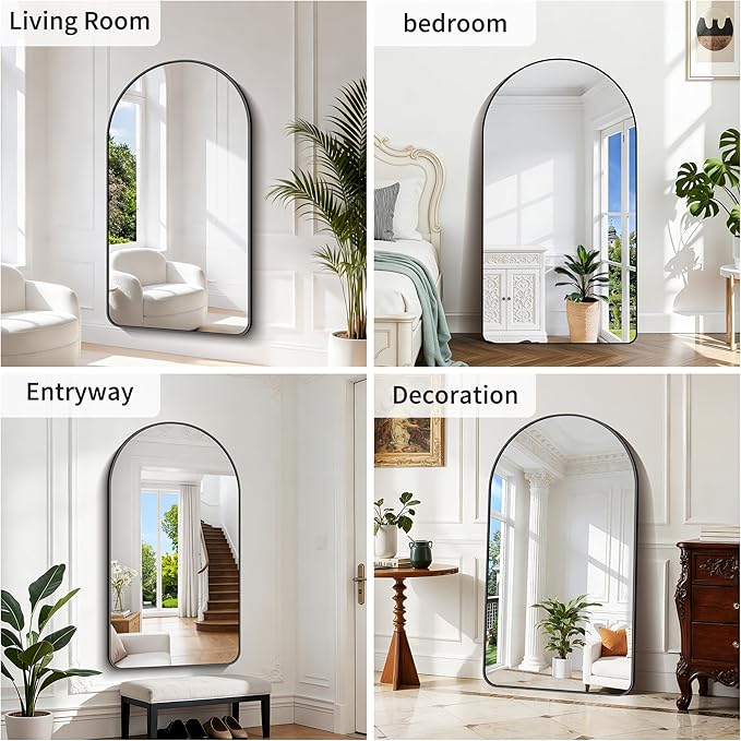 GLASHOM Arched Bathroom Mirror, 55"x30" Black Arched Mirror for Bathroom, Wall Mounted Mirror, Black Vanity Wall Mirror Metal Frame for Bedroom, Entryway, Living Room, Vertically Hanging