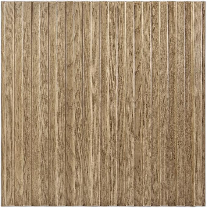 Art3d Slat Wall Panel, 3D Fluted Textured Panel 12-Tile 19.7 x 19.7in. - Walnut