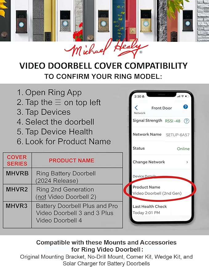 Garden Video Doorbell Cover (Compatible with Ring 3, 3 Plus, 4, Battery Plus, and Battery Pro) (Brass)