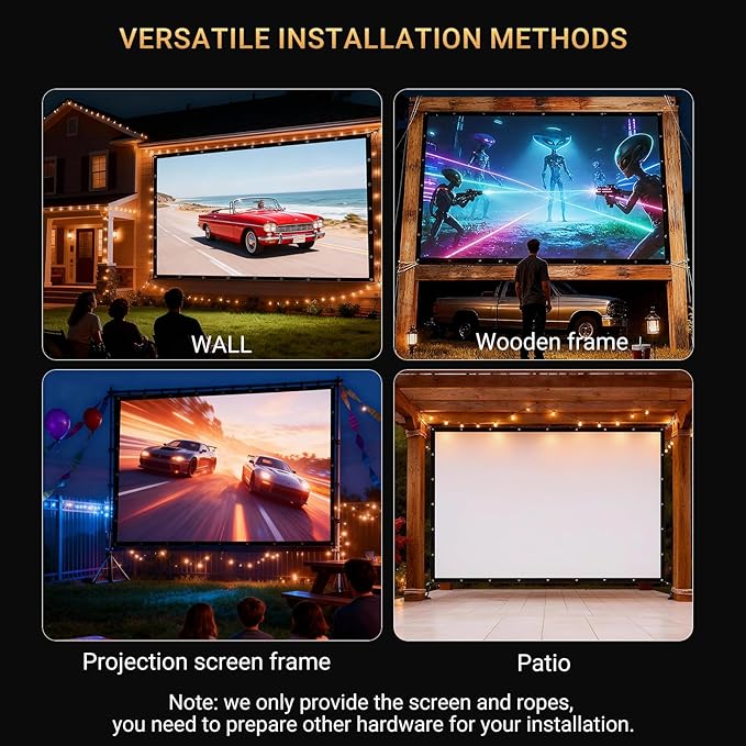 250 Inch Extra Large Projector Screen | Cinema-Grade Huge Movie Screen for Outdoor Use — Perfect for Backyard, Events, Church, School, Corporate by IOLIEO