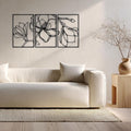 Wita Home Poppy Flower Metal Wall Art, 3-Panel Botanical Line Design, Modern Floral Wall Decor for Living Room, Bedroom, Office, Indoor & Outdoor Display (24×12 inches)