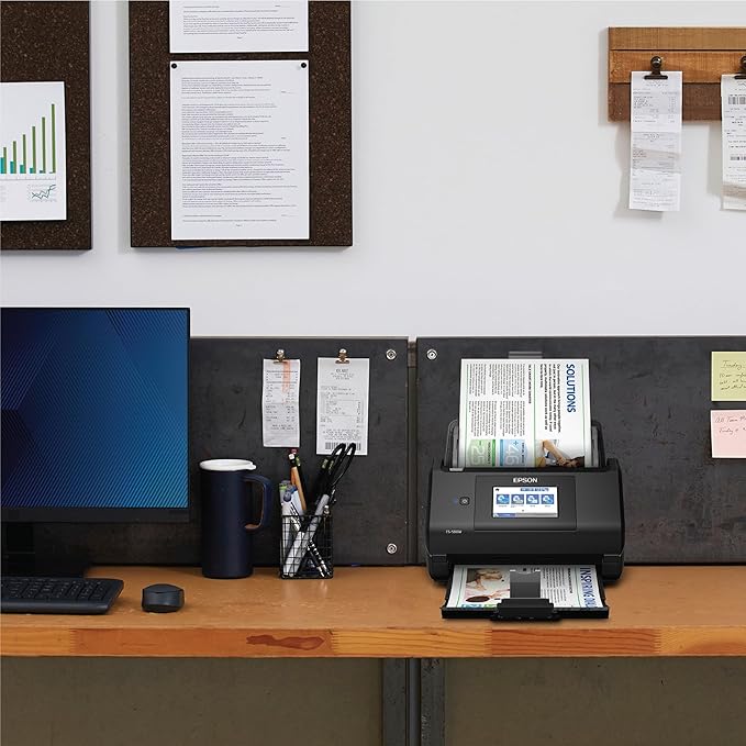 Epson Workforce ES-580W Wireless Color Duplex Desktop Document Scanner for PC and Mac with 100-sheet Auto Feeder (ADF), Intuitive 4.3' Touchscreen