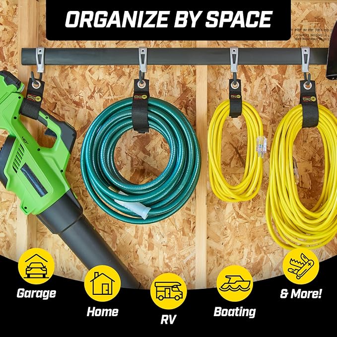 Heavy-Duty Wrap-It Storage Straps (Assorted 12 Pack) - Hanging Extension Cord Organizer for Cable Management and Storage on Garage Wall, RV Gadgets and Appliances