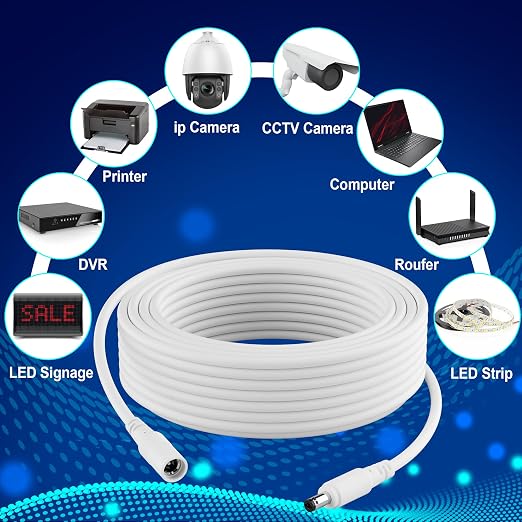 12V DC Power Extension Cable 50 FT, 5.5 mm x 2.1 mm 5521 Male to Female Supply - Image 4