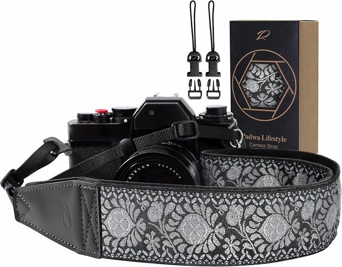 Padwa Lifestyle Gray Flower Camera Strap by PadwaLifestyleCameraStrap