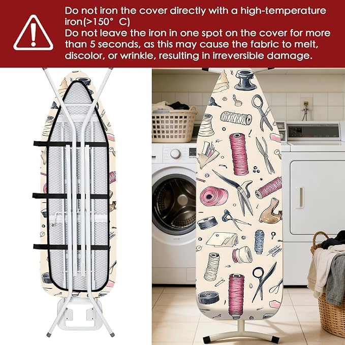 Nuxovilar Ironing Board Cover Needle Cotton 15x54 Inches | Ironing Board Cover and Pad Sewing Tools Design Needle Cotton for Home Laundry, Craft Space, Bedroom