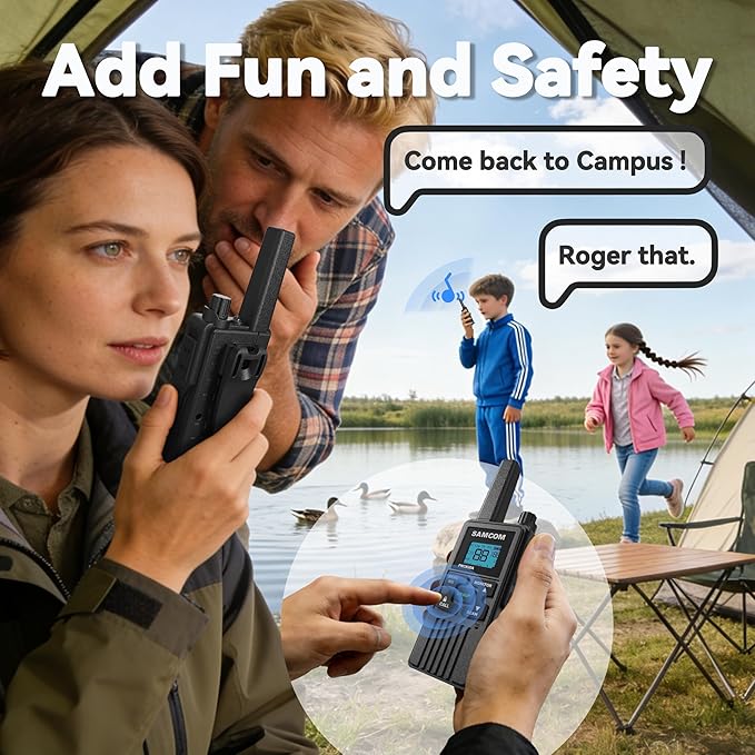 SAMCOM Group Call Walkie Talkies,FWCN30A 2 Way Radio Long Range,22 Channel FRS Radio NOAA Weather Alerts,Handheld Mini Compact Walky Talky with USB Charging (2 Packs)