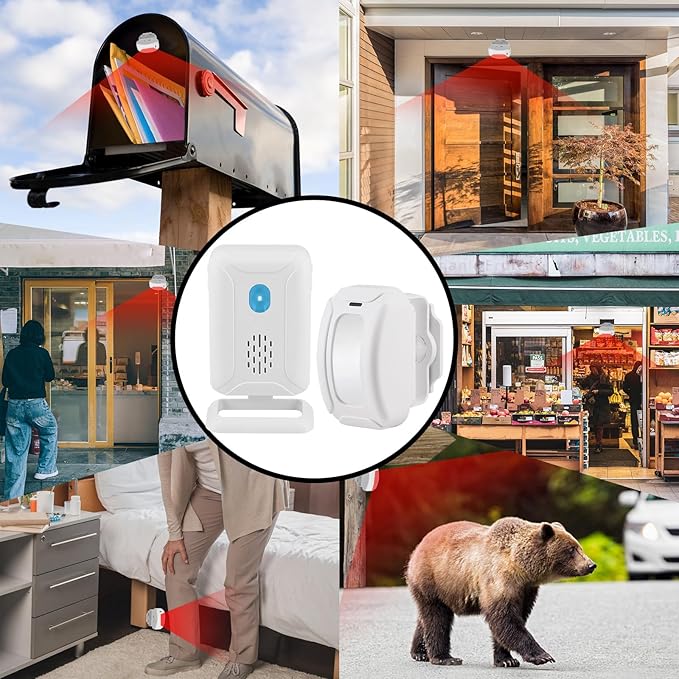 KCMYTONER Wireless Motion Sensor Door Chime, Entry Alert Chime for Business, Door Alarm,112LB Loud, Adjustable Volume and light brightness, for Home, Warehouse, Villa Security(3Sensors& 2Receiver)