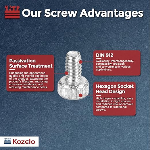 Kozelo 100pcs Socket Head Cap Screws - [M2-0.4 x 4mm] 304 Stainless Steel Allen Socket Drive for Electrical Motor 3D Printing Fan Engine Replacement Use, Silver