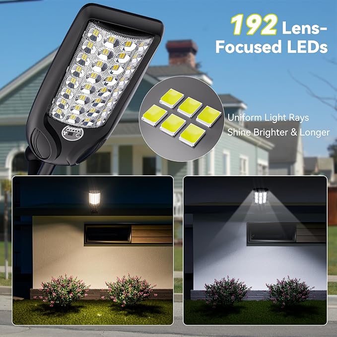 MMKT Solar Lights Outdoor, 8000W 3 Color Solar Street Lights, Commercial Solar Parking Lot Lights Waterproof Dusk to Dawn, Security Flood Lights with Motion Sensor for Yard, Basketball Court