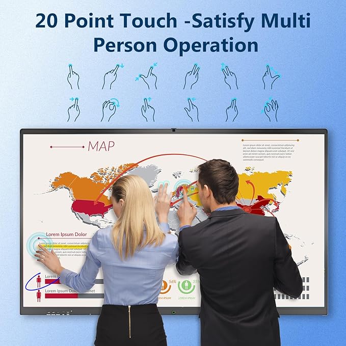 YIXZSWD Smart Board,85 Inch Interactive Whiteboard 4K Touchscreen Built in Ultra High Definition Camera Open App Ecosystem, Digital Presentation Electronic Smart WhiteBoard for Classroom Home Office