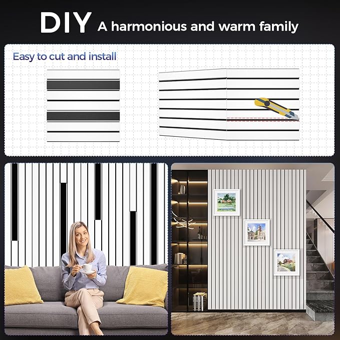 BSHEAD 16 Pack 2-Layer Fold Soundproof Wall Panels, 12 x 12 x 0.41 in Large Sound Proof Foam Panels for Walls, 0.9lb/ft³ High Density, 3D Acoustic Panels,Artistic Noise Dampening Panels White&Black