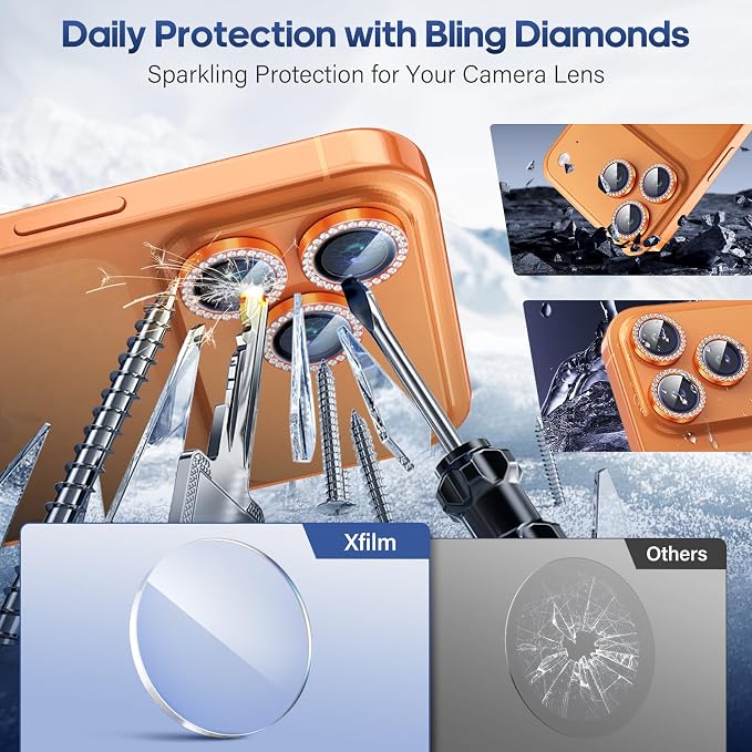 for iPhone 17 Pro / 17 Pro Max Camera Lens Protector Bling, Individual Diamond - Image 3