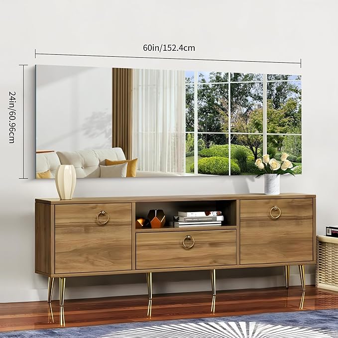 CILIBER Frameless Mirror, 24x60 Inch Large Bathroom Mirrors for Wall, Upgraded Shatterproof Rectangle Vanity Mirror Over Sink with Polished Edge for Bathroom,Bedroom,Living Room and Entryway