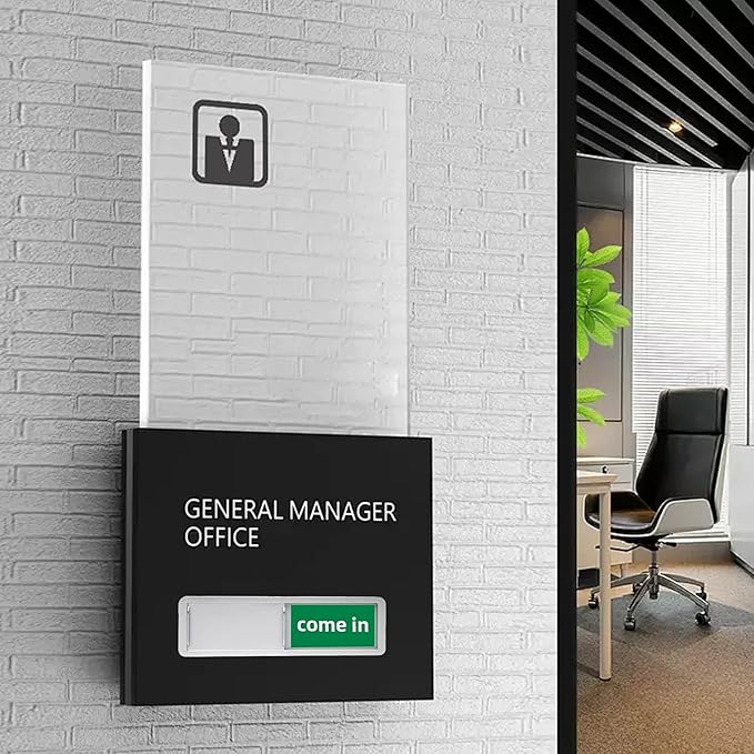 Custom Vacant Occupied Door Sign with Sliding Function – In Use, Do Not Disturb, Out of Office, Reserved Empty, Clean Dirty, Meeting in Progress – Privacy Sign for Office Home