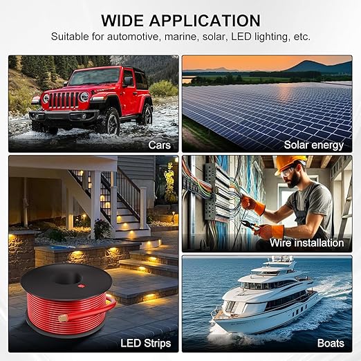 12 Gauge Electrical Wire 2 Pack Total 60ft-Black 30 ft and Red 30 ft Soft Flexible Copper-Clad Aluminum(CCA) 12 AWG PVC Wire for Lamp, Household Appliances RC Toys, Models, Auto, Electronics