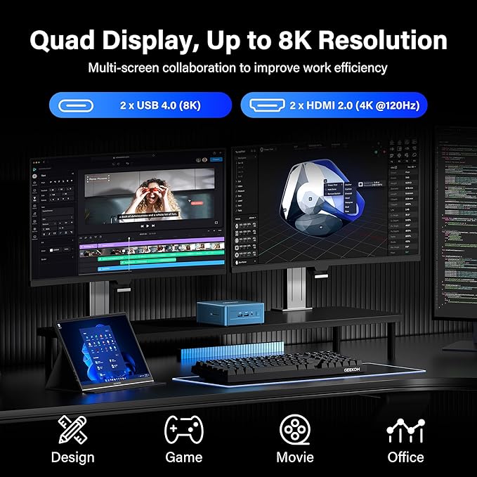 GEEKOM Low Power Mini PC(3-Year Coverage) IT12[Best Intel NUC12 Alternative] with Intel i7-1260P Mini Computers,32GB RAM/1TB SSD(Expandable, Not LPDDR) Windows 11 Pro Desktop PC,USB 4/8K/SD(UHS-II)