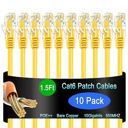 Cat6 Ethernet Patch Cable 1.5 ft, Cat6 Patch Cable by Lysymixs