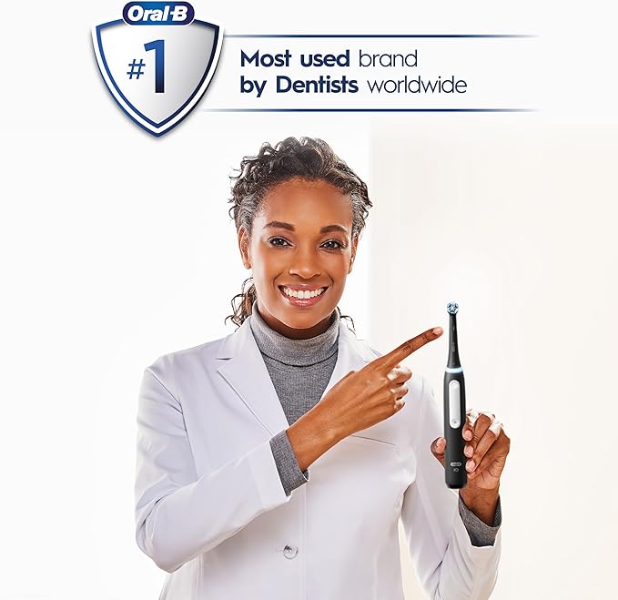 Oral-B iO Deep Clean Rechargeable Electric Toothbrush, Black, iO Series 3 Limited, 2 Brush Heads, Travel Case, Pressure Sensor, 3 Cleaning Settings
